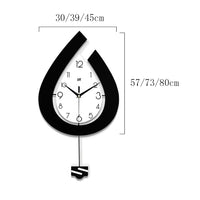 Garvee Orologio da Parete Moderno a Goccia d'Acqua in Ferro e Alluminio, Silenzioso e Preciso, 39x73cm, Nero