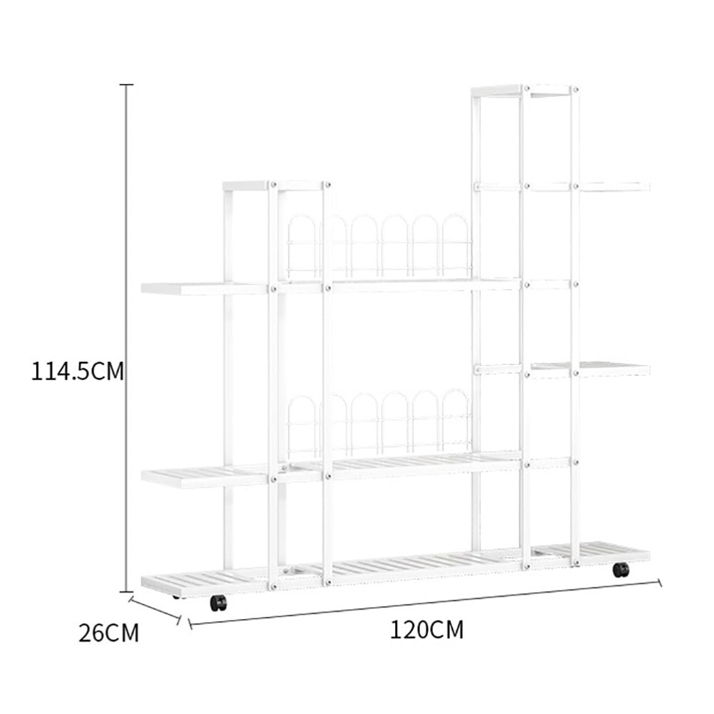 Garvee Portavasi angolare in metallo multistrato con ruote, antiruggine, stabile, per soggiorno, balcone, giardino, nero