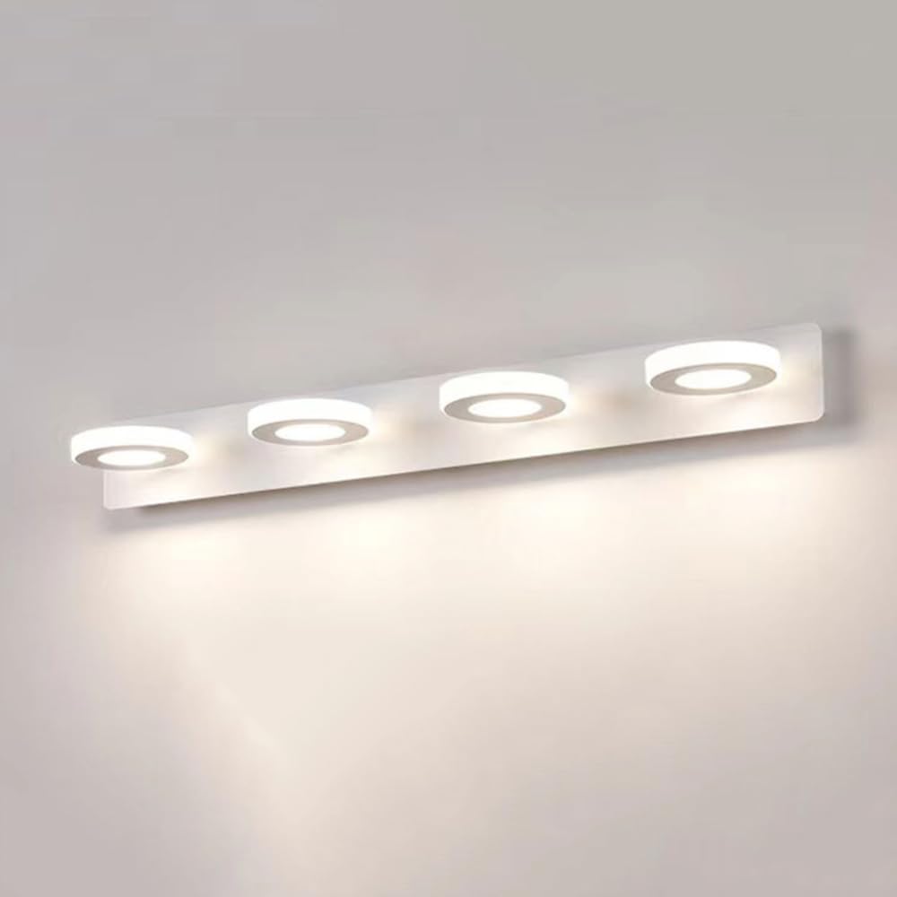 Luce per specchio da bagno a LED GARVEE 3000K, luce per specchio a 4 luci, alluminio acrilico, luce calda da 12 W, IP44 impermeabile, 60 cm
