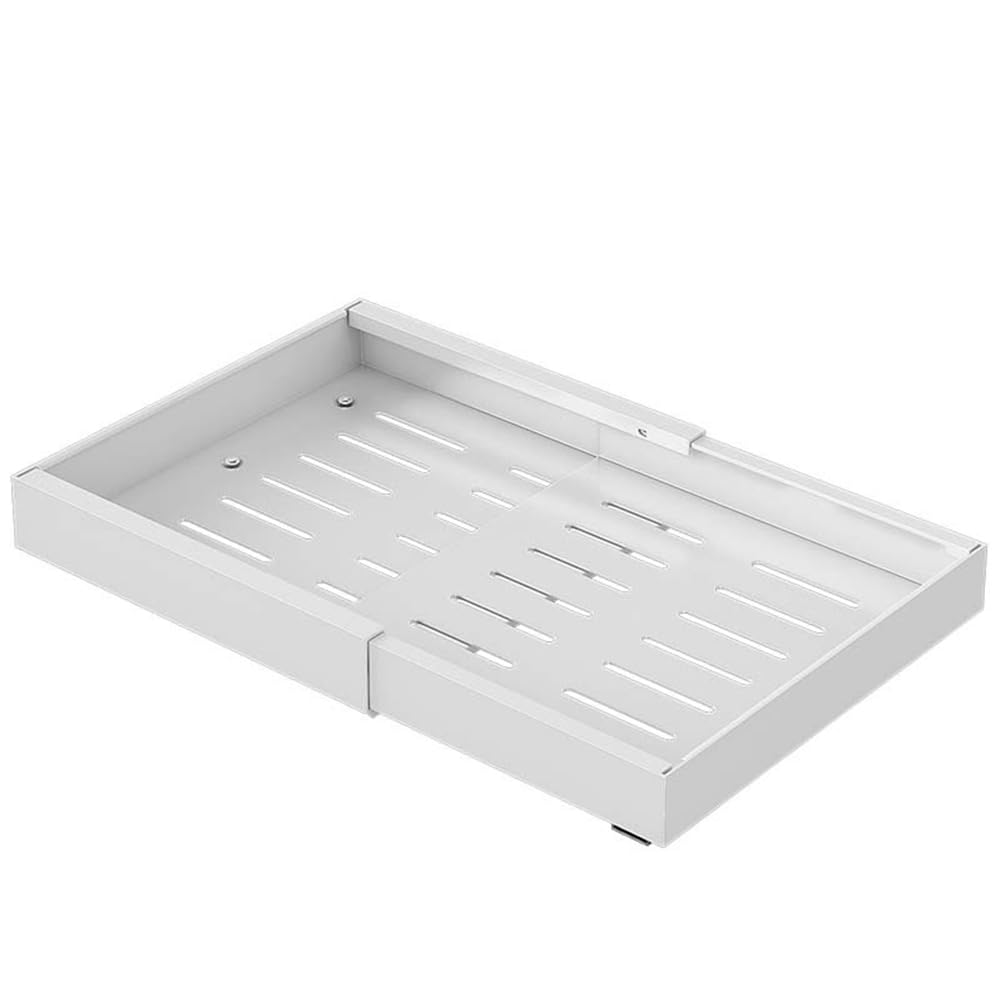 Garvee Organizer estensibile per armadio con pellicola adesiva, cassetti in acciaio al carbonio, ripiano per dispensa per cucina e soggiorno, bianco, grande