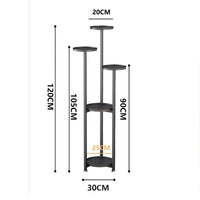 Supporto per piante multilivello Garvee, mensola angolare, altezza 120 cm, acciaio dorato e bambù, per soggiorno, balcone, salvaspazio