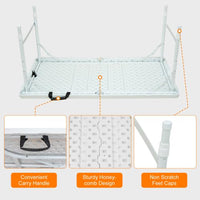 Tavolo pieghevole Garvee da 4 piedi, resistente, portatile, piedini antiscivolo, regolabile, in plastica, impermeabile, bianco, per uso interno ed esterno
