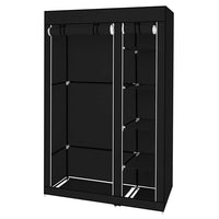 Armadio Garvee Armadio pieghevole con ripiani e asta appendiabiti per camera da letto Cabina armadio 110 x 45 x 175 cm Tessuto Nero
