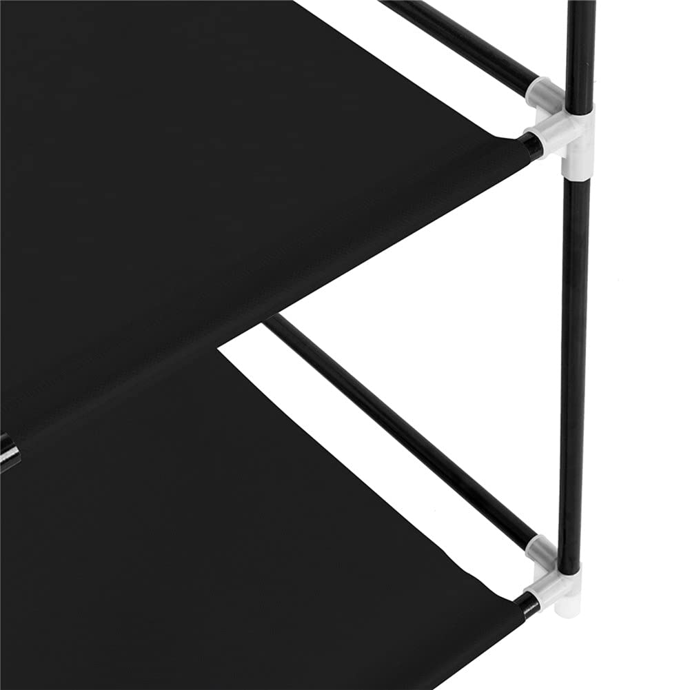 Armadio Garvee Armadio pieghevole con ripiani e asta appendiabiti per camera da letto Cabina armadio 110 x 45 x 175 cm Tessuto Nero