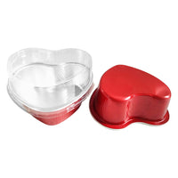 Pirottini per cupcake in alluminio Garvee, 50 pezzi, foglio di alluminio, mini cupcake mousse a forma di cuore, 100 ml, rosso, per picnic, matrimoni, feste