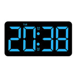 Orologio da parete digitale a LED GARVEE con telecomando, display di temperatura e umidità, 10,5 pollici, plastica, ampio display, soggiorno - Blu