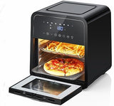 Friggitrice ad aria Garvee da 12 litri e 2000 W con finestra di visualizzazione per la cucina, tappetino da forno in silicone, risparmio energetico, bassa rumorosità, nera