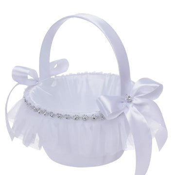 Garvee Mini Cestini di Fiori per Matrimoni con Manico e Fiocco, Portatili e Romantici per Feste di Nozze