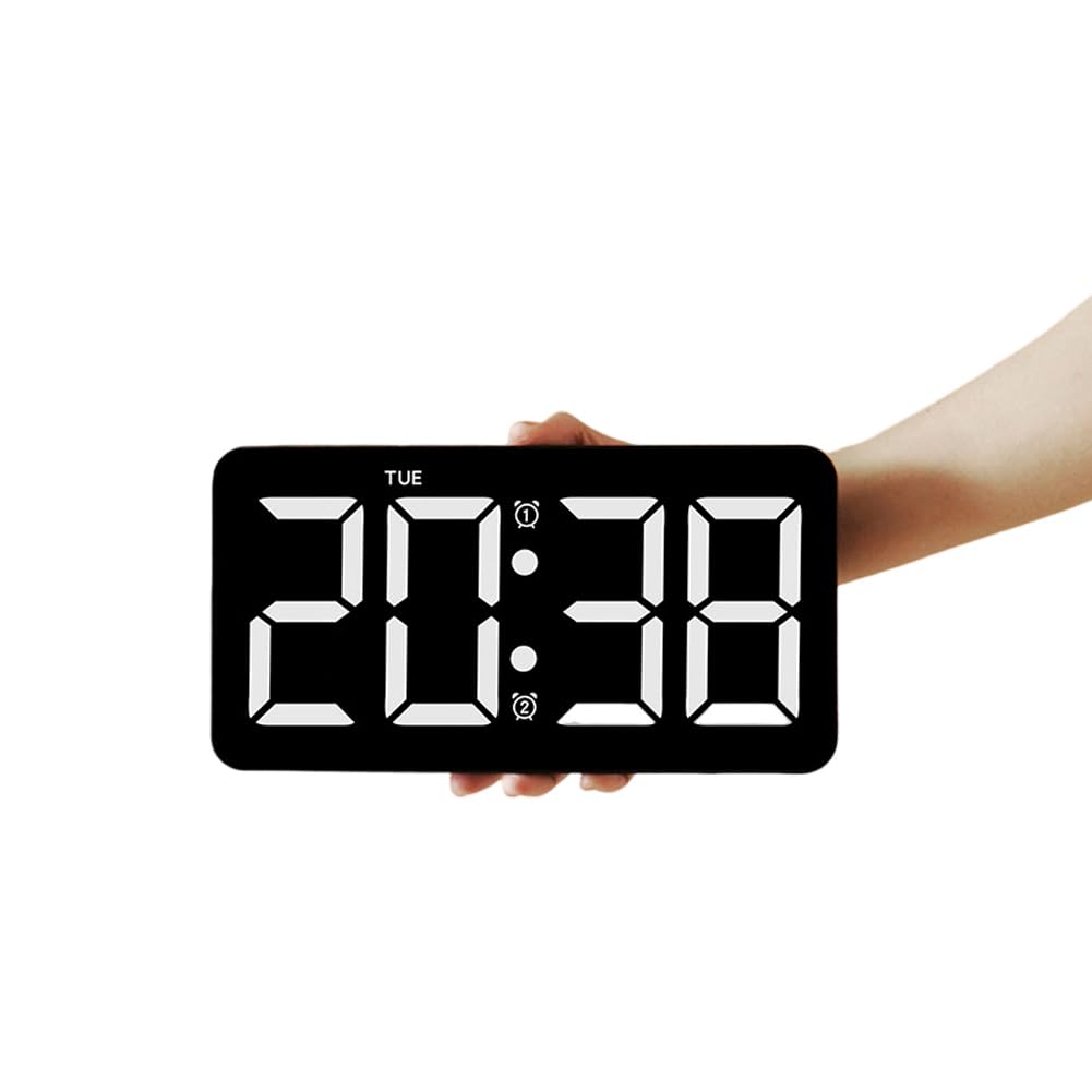 Garvee Orologio Digitale da Parete 10,5" LED con Telecomando, Display Multifunzionale, Timer, Plastica, Luminosità Regolabile, Bianco, per Cucina e Ufficio