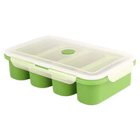 Contenitore per alimenti per bambini in silicone Garvee con coperchio, 4 scomparti, senza BPA, flessibile, lavabile in lavastoviglie, per alimenti per bambini, cubetti di ghiaccio, 250 ml, trasparente