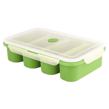 Contenitore per alimenti per bambini in silicone Garvee con coperchio, 4 scomparti, senza BPA, flessibile, lavabile in lavastoviglie, per alimenti per bambini, cubetti di ghiaccio, 250 ml, trasparente