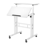Scrivania in piedi Garvee, regolabile in altezza, scrivania mobile per computer 60x60x70-110 cm con 4 ruote, piano inclinabile per ufficio domestico, fiore di prugna - Come mostrato