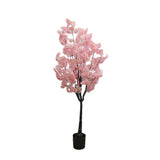 Albero di ciliegio artificiale Garvee da 5 piedi con fiori in poliestere a lunga durata e robusto vaso in cemento per casa e ufficio, facile da pulire, realistico - M-5 piedi