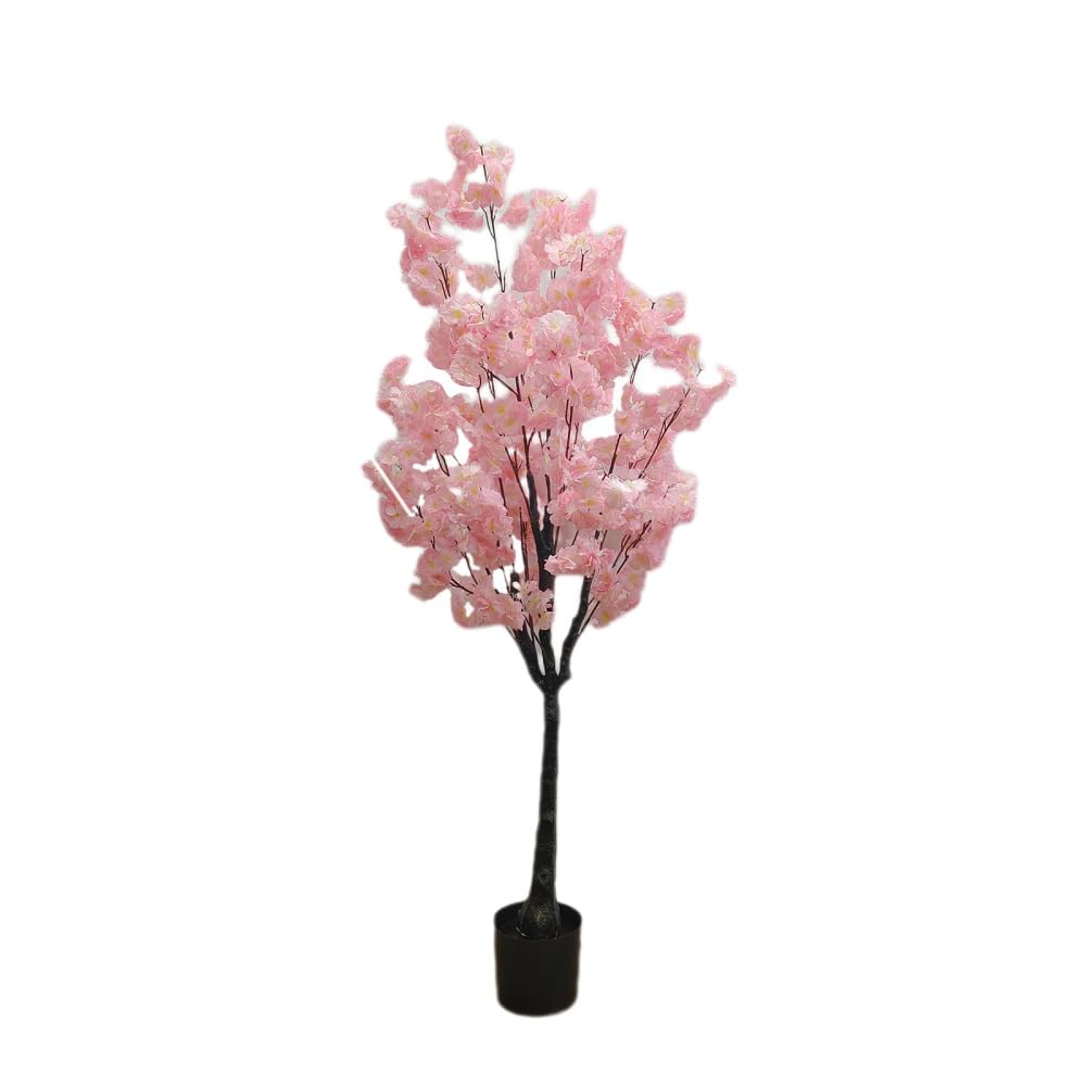 Albero di ciliegio artificiale Garvee da 5 piedi con fiori in poliestere a lunga durata e robusto vaso in cemento per casa e ufficio, facile da pulire, realistico