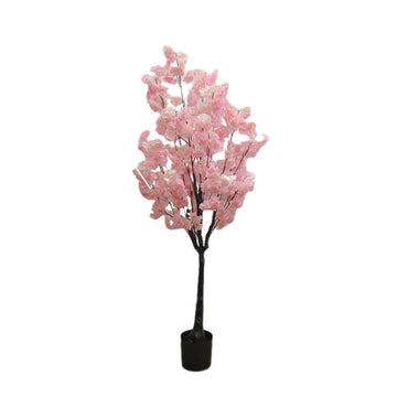 Albero di ciliegio artificiale Garvee da 5 piedi con fiori in poliestere a lunga durata e robusto vaso in cemento per casa e ufficio, facile da pulire, realistico