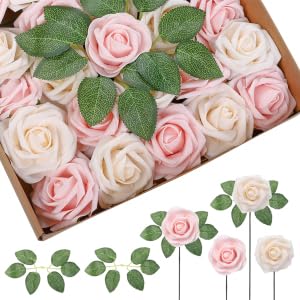 Garvee Scatola di rose artificiali da 25 pezzi, scatola regalo di fiori di sapone, confezione regalo romantica rosa