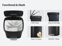 Pattumiera in plastica Garvee da 13 galloni con coperchio, antiruggine, chiusura ammortizzata, ABS, per cucina e ufficio, grande, bianco