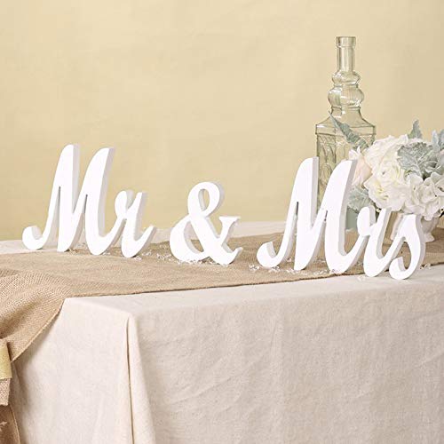 Garvee Segno Mr & Mrs Grande in Legno Premium per Tavolo Matrimonio, Decorazioni Nuziali, Dimensioni Grandi, Colore Naturale
