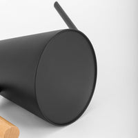 Annaffiatoio per fiori in acciaio inox Garvee da 900 ml con beccuccio lungo e manico in legno per piante da appartamento, nero, antigoccia, antiruggine