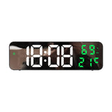 GARVEE Sveglia digitale da 23 cm con display a LED per temperatura e umidità, per casa e ufficio, alimentazione USB, dimmerabile, grande - Verde