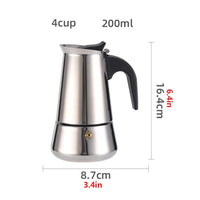 GARVEE Caffettiera Moka Italiana 4 Tazze in Acciaio Inox Compatibile con Induzione Valvola di Sicurezza Manico Ergonomico per Casa e Ufficio