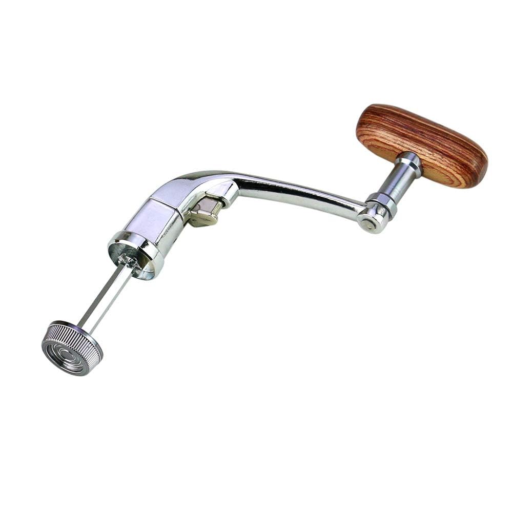 Garvee Manico Universale in Metallo per Mulinello da Spinning, Pieghevole, Impugnatura in Legno Antiscivolo, Pesca Acqua Dolce e Salata, Robusto e Compatibile