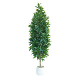 Garvee Albero di Alloro Artificiale a Matita 150 cm, Foglie Ultra-Realistiche, Plastica Ecologica, Trunk in Legno, Con Vaso, Interno ed Esterno