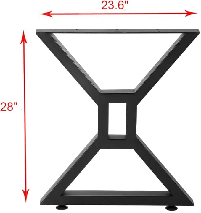 Gambe per tavolo in metallo Garvee a forma di X, 71 cm, nere, gambe robuste per mobili fai da te, carico massimo 400 kg, cuscinetti regolabili, 71 x 61 cm, set da 2