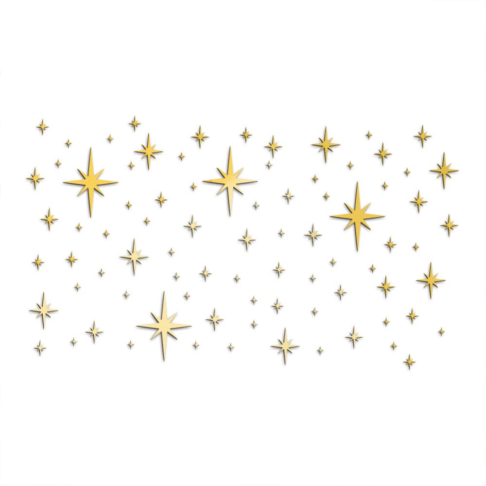 Adesivi murali a specchio a forma di stella in acrilico Garvee, 82 pezzi, impermeabili, autoadesivi, per camerette dei bambini, asili nido, decorazioni per la casa, colore oro