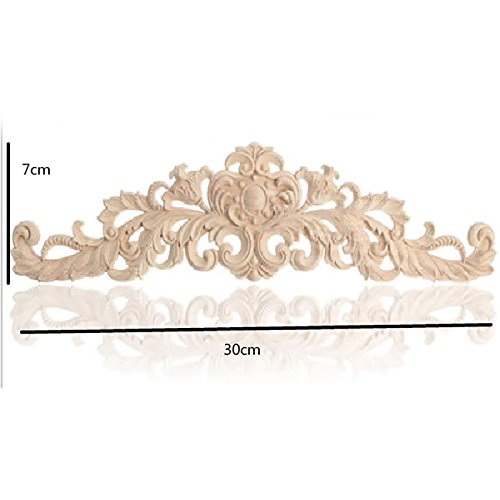 Pannello angolare intarsiato in legno di caucciù Garvee, intagliato a mano, per mobili e porte, 30 x 70,8 cm, non verniciato