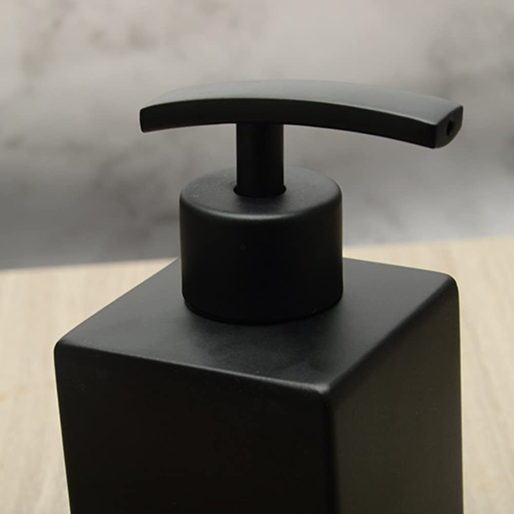 Dispenser di sapone Garvee nero opaco in acciaio inossidabile 304 quadrato da 12 once per cucina e bagno antiscivolo ricaricabile