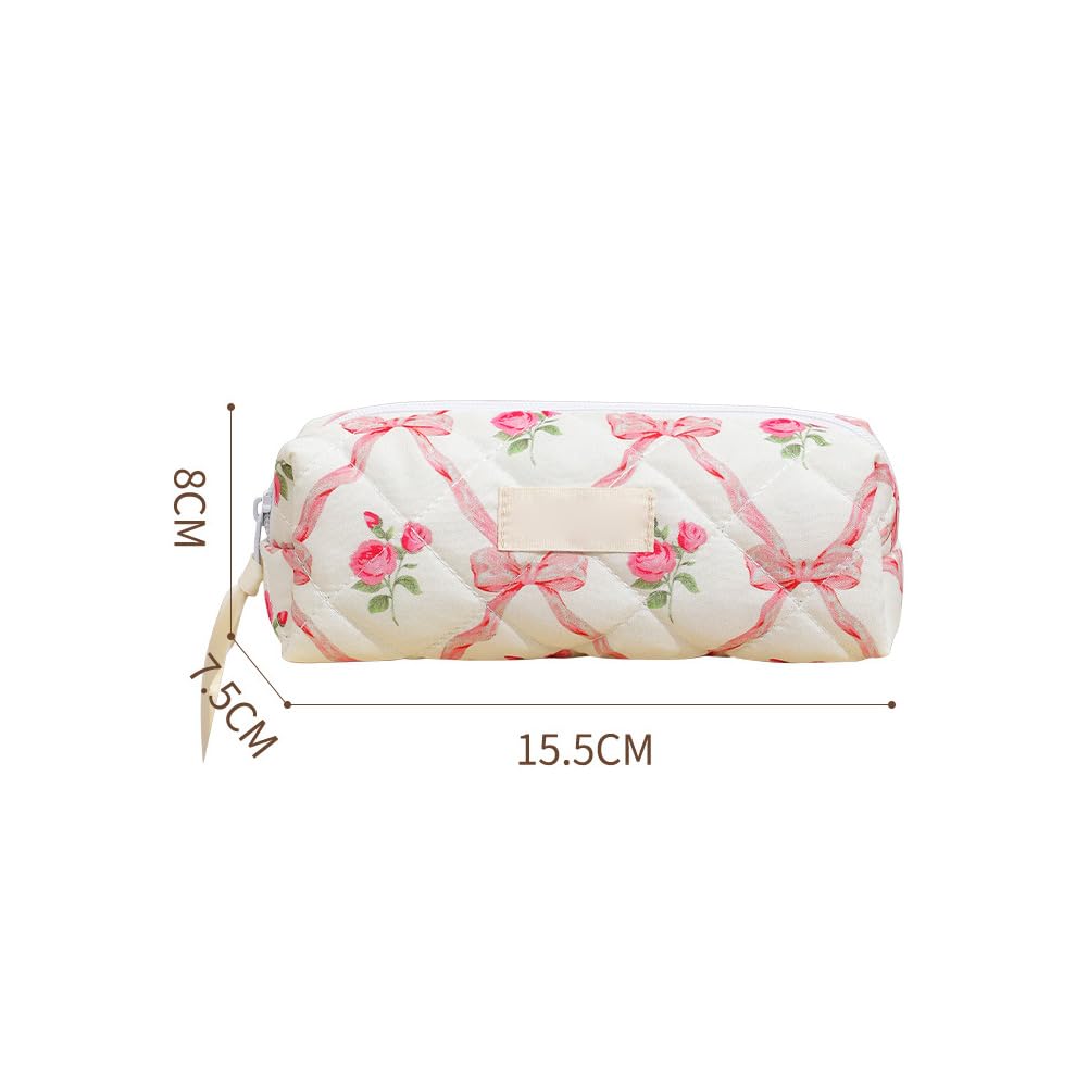 Garvee Borsa per il trucco da 3 pezzi (L+M+S) Piccola borsa per cosmetici da donna, da viaggio, all'aperto, con fiori rosa