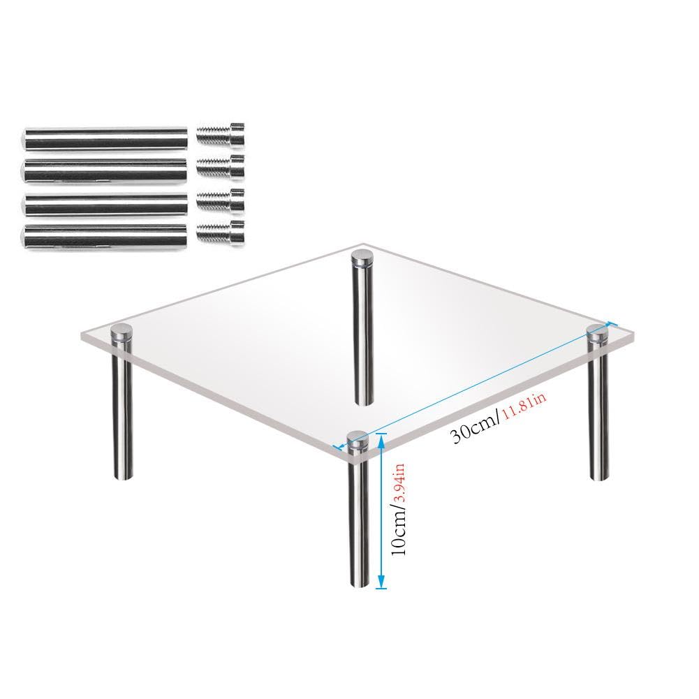Garvee Supporto Acrilico Quadrato per Torte e Dolci Trasparente con Gambe Metalliche Robusto Espositore Professionale per Cupcake per Feste e Matrimoni