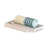 Cassetto da cucina estensibile Garvee, organizer telescopico in acciaio inox per dispensa e bagno, non richiede fori, versatile, moderno - Supporto per ciotola bianca