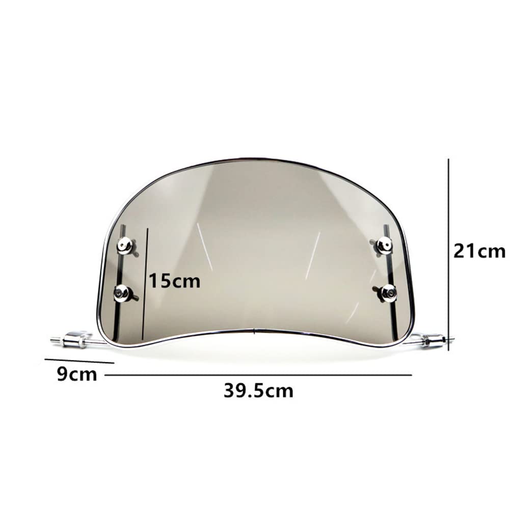 Garvee Parabrezza Moto Retro Deflettore Vento Nero Per Scooter E E-bike, Durevole, Riduce Velocità Vento, Protezione Detriti, 30-45cm
