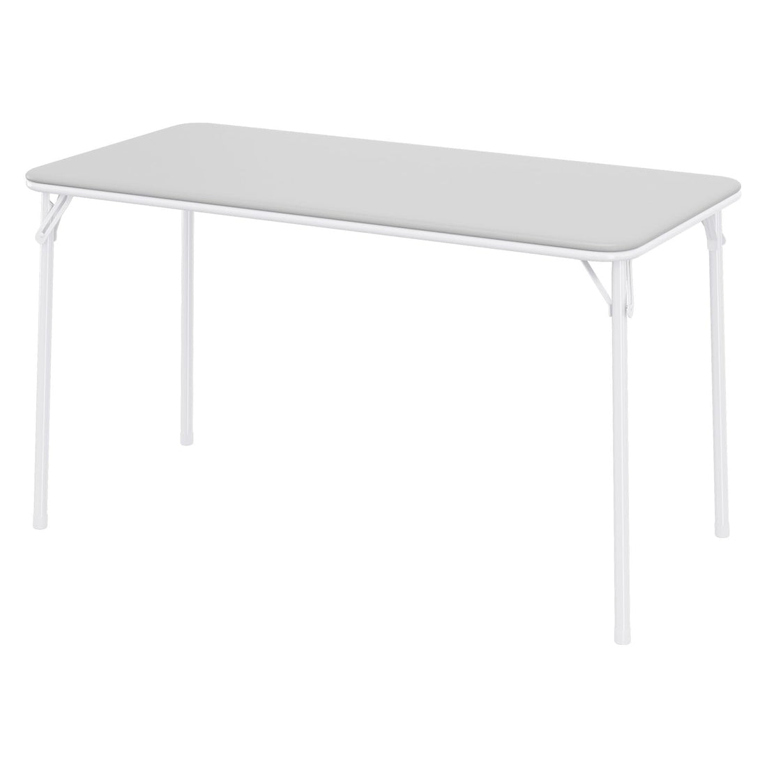 Tavolo pieghevole Garvee a 4 gambe con gambe in metallo e piano in similpelle per uso interno ed esterno, 120x60 cm, grigio, robusto e pieghevole