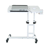 Tavolo da letto mobile Garvee con ruote, tavolo per laptop regolabile in altezza per letto d'ospedale, letto per allattamento, 60×40x65-95 cm, bianco - bianco
