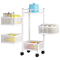 Carrello da cucina con ruote in metallo bianco a 4 ripiani Garvee, 78x28x28 cm, per soluzioni di stoccaggio ampliate in cucina, cantina e officina, facile da manovrare