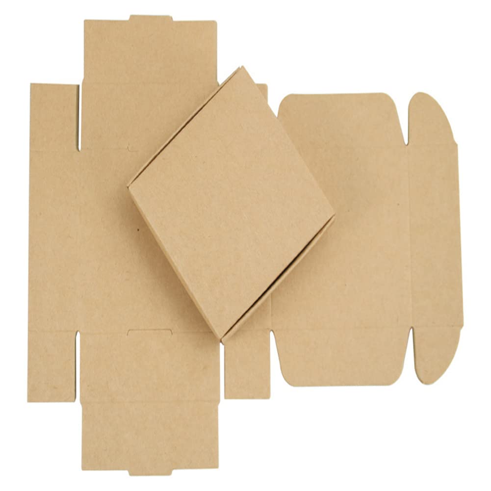 Garvee Cajas De Papel Kraft Resistenti E Riutilizzabili Per Regali E Artigianato, 7,5x7,5x3 Cm, Marrone Naturale