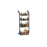 Garvee Portaspezie da Appendere alla Porta, Organizer per Dispensa in Metallo con Cestini Regolabili per Cucina e Bagno, 55 Pollici, Acciaio al Carbonio Nero - Nero
