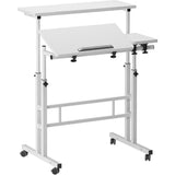 Scrivania per computer Garvee, altezza regolabile 70-115 cm, scrivania mobile con ruote, bianco 80x60 cm, per casa e ufficio - Come mostrato
