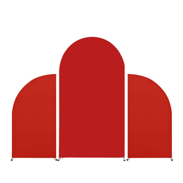 Garvee Backdrop Cover Set da 3 pezzi, elasticità in spandex bifacciale, copertura per arco nuziale per feste di compleanno, cerimonie, banchetti, 5 piedi + 7,2 piedi + 5 piedi, rosso