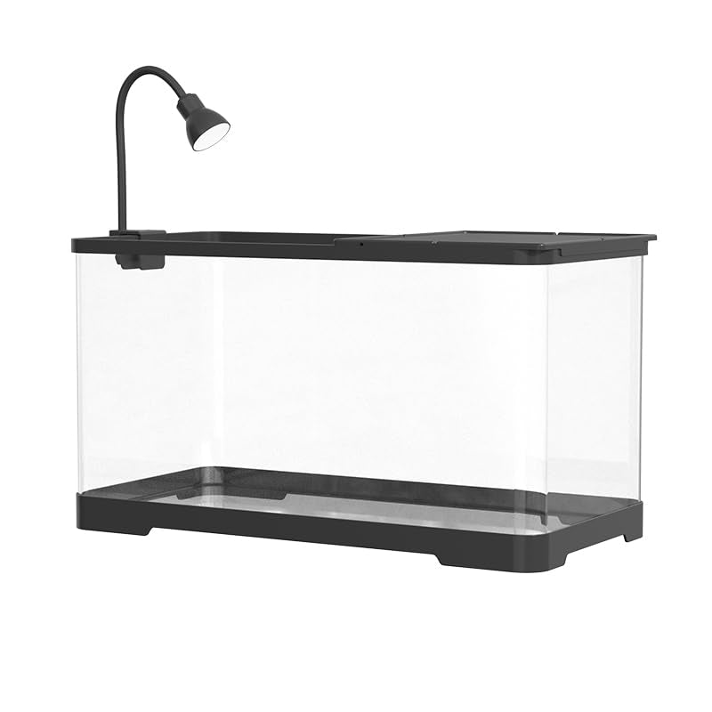 Garvee Acquario piccolo da 5 galloni per pesci rossi trasparente con copertura per casa e ufficio, acrilico altamente trasparente, pompa USB