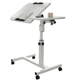 Tavolo da assistenza Garvee con ruote, tavolo da letto regolabile in altezza, piano inclinabile, protezione dei bordi per letto d'ospedale, letto per allattamento, tavolo per laptop, nero, 60-95 cm - Nero