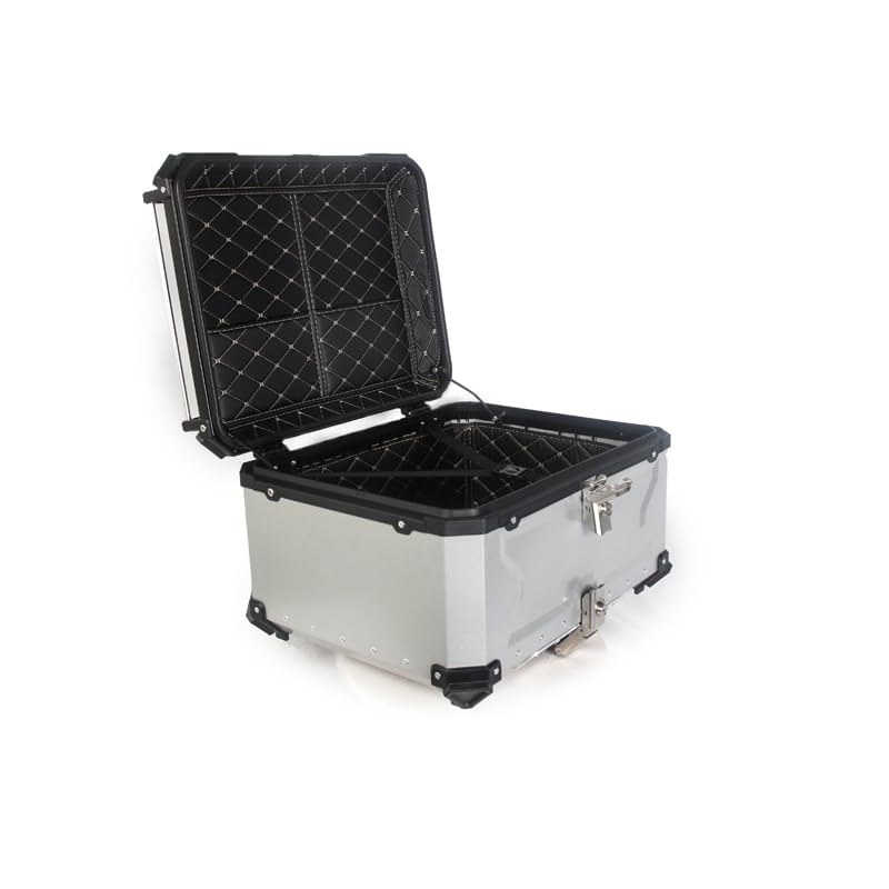 Bauletto per moto Garvee da 80 litri in lega di alluminio con serratura di sicurezza per viaggi, impermeabile, robusto, versatile, argento