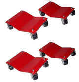 Garvee Set 4 Dollies Ruote Auto Acciaio Manganese Capacità 2700 kg Rosso Per Garage E Officine