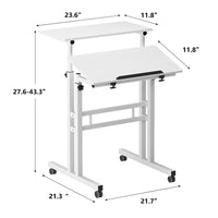 Scrivania in piedi Garvee, regolabile in altezza, scrivania mobile per computer 60x60x70-110 cm con 4 ruote, piano inclinabile per ufficio domestico, fiore di prugna