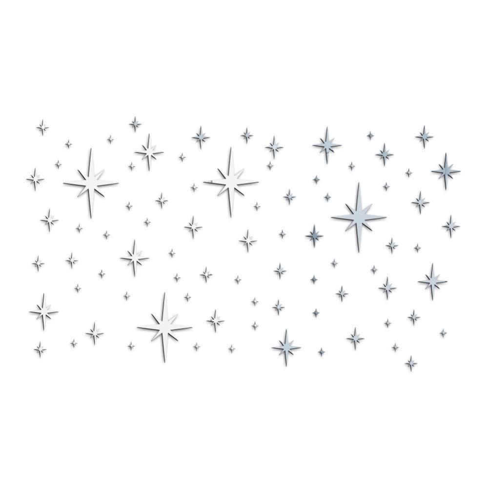 Adesivi murali a forma di stella con specchio acrilico Garvee, autoadesivi, impermeabili, argento, per camera da letto e cameretta dei bambini, 82 pezzi