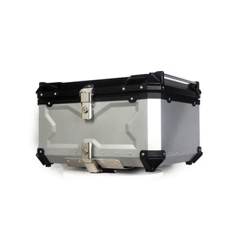 Bauletto per moto Garvee da 80 litri in lega di alluminio con serratura di sicurezza per viaggi, impermeabile, robusto, versatile, argento
