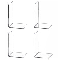 Fermalibri in acrilico Garvee da 4 pezzi, fermalibri trasparenti per scaffali, fermalibri trasparenti per libri, CD, videogiochi, 11,5 cm x 18,5 cm x 11,5 cm, trasparenti